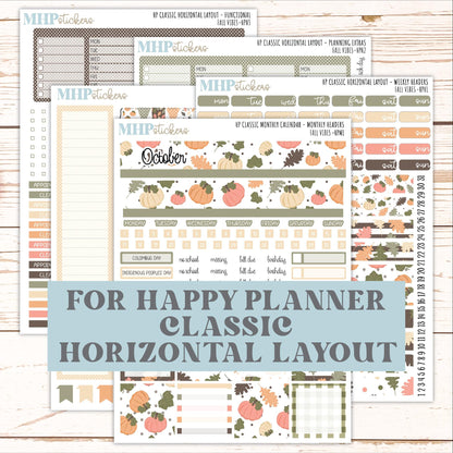 OCTOBER Stickers for Happy Planner Classic Horizontal Layout. 2026 Collection. "Fall Vibes" || HPH