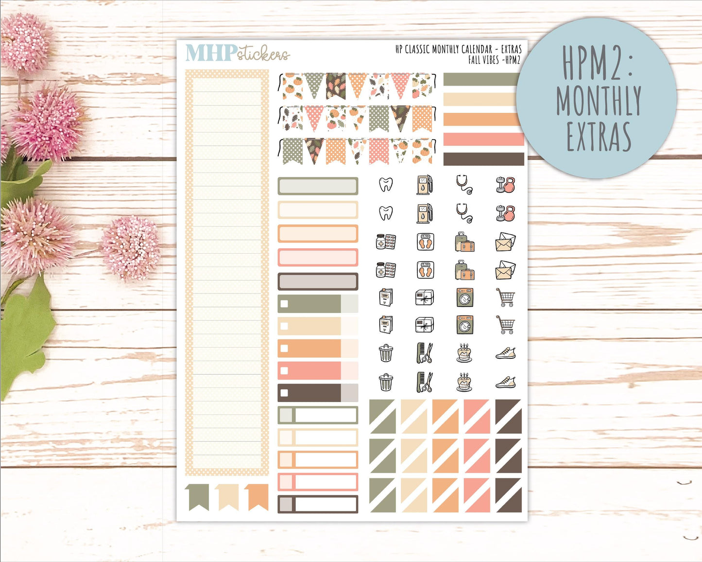 OCTOBER Stickers for Happy Planner Classic Horizontal Layout. 2026 Collection. "Fall Vibes" || HPH