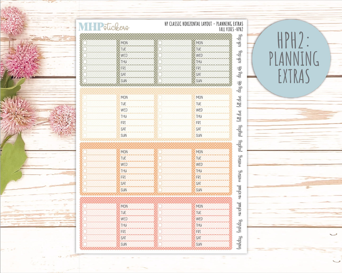OCTOBER Stickers for Happy Planner Classic Horizontal Layout. 2026 Collection. "Fall Vibes" || HPH