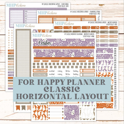 OCTOBER Stickers for Happy Planner Classic Horizontal Layout. 2026 Collection. "Spooky Night" || HPH