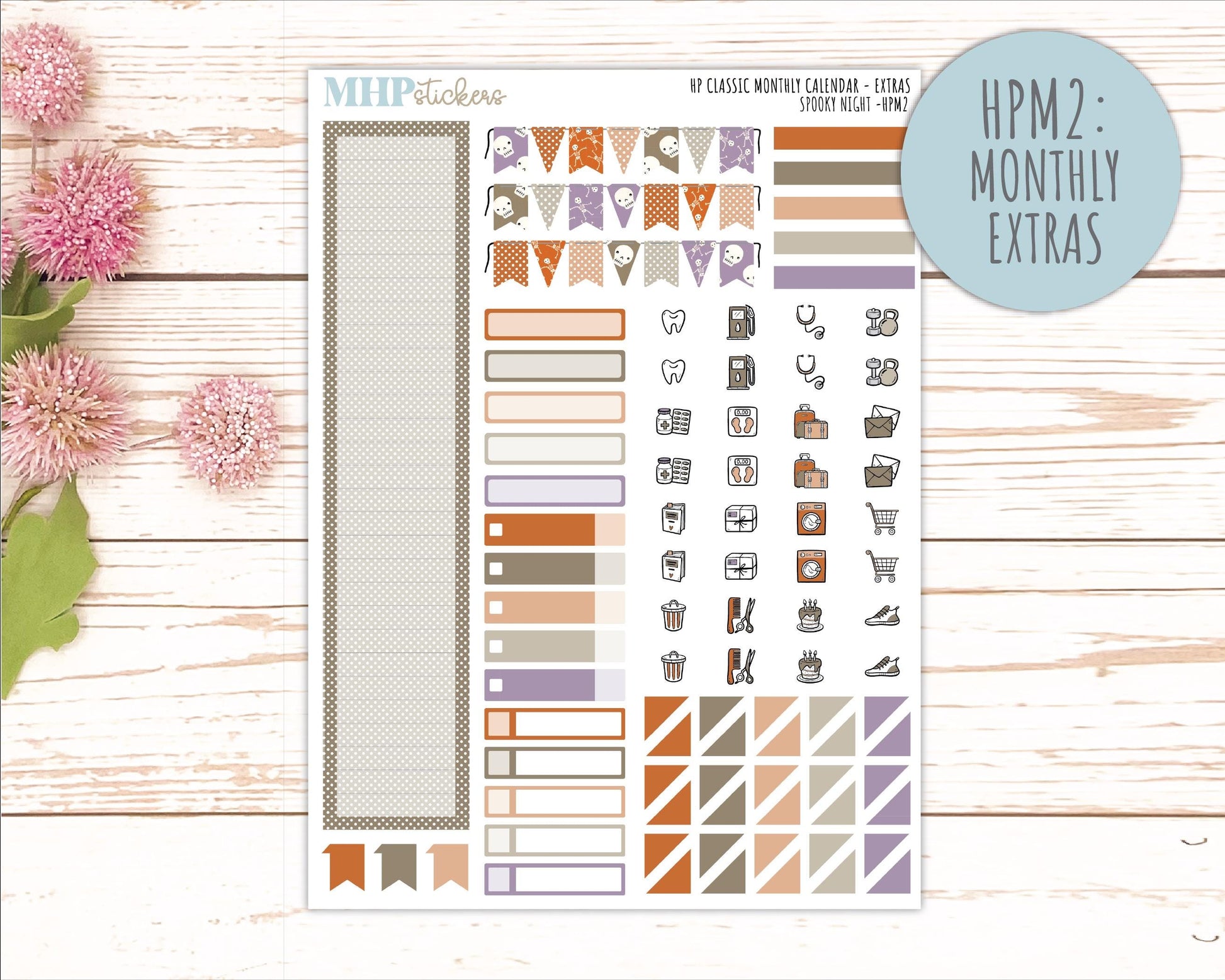 OCTOBER Stickers for Happy Planner Classic Horizontal Layout. 2026 Collection. "Spooky Night" || HPH