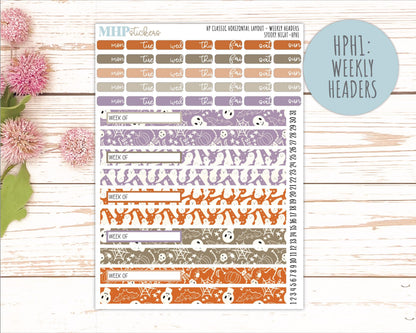 OCTOBER Stickers for Happy Planner Classic Horizontal Layout. 2026 Collection. "Spooky Night" || HPH