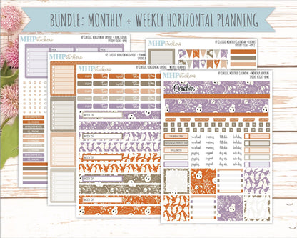 OCTOBER Stickers for Happy Planner Classic Horizontal Layout. 2026 Collection. "Spooky Night" || HPH