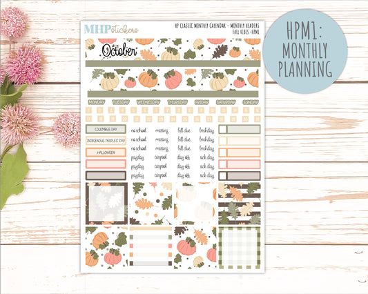 OCTOBER Stickers for Happy Planner Classic Dashboard Layout. 2026 Collection. "Fall Vibes" || HPD