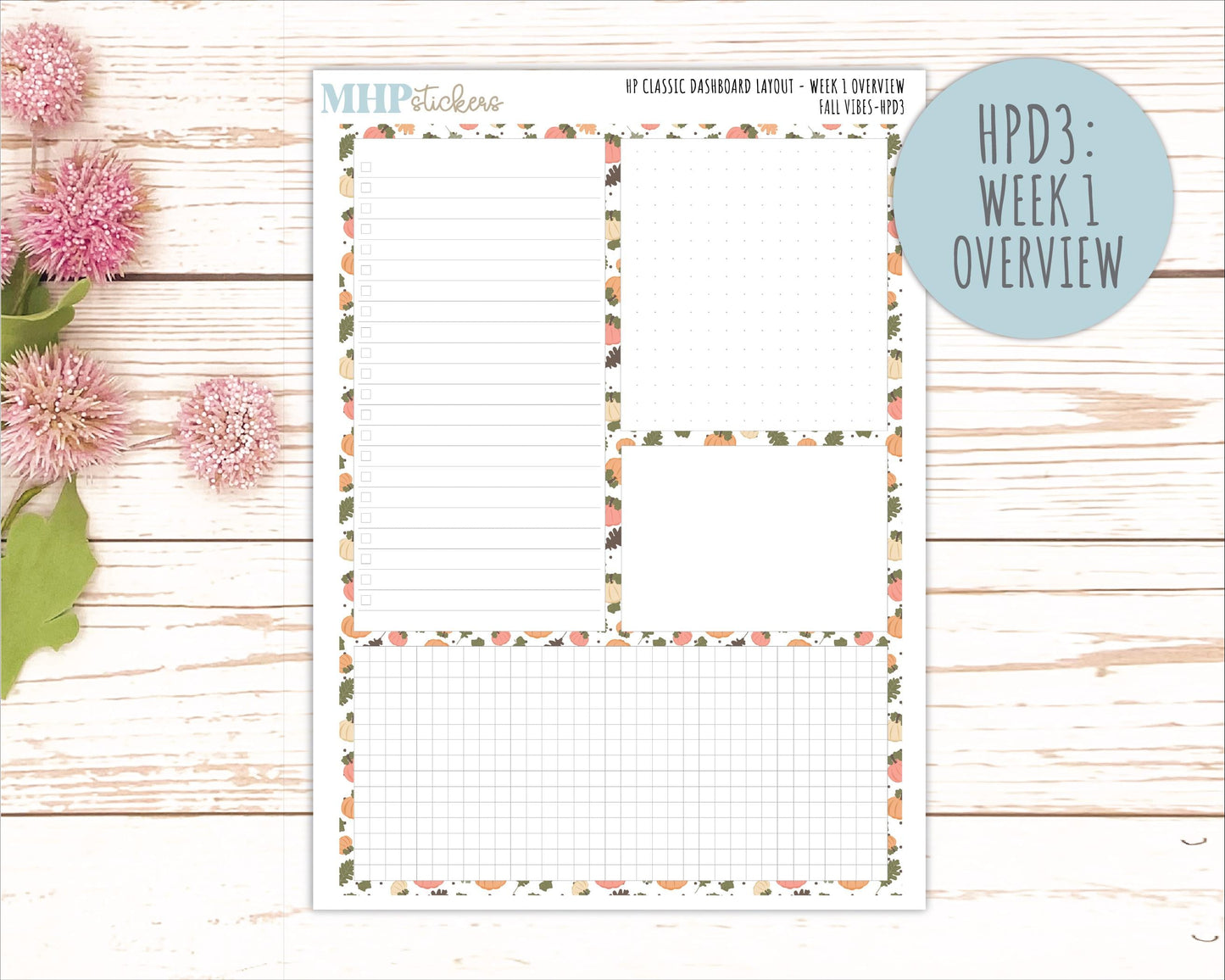OCTOBER Stickers for Happy Planner Classic Dashboard Layout. 2026 Collection. "Fall Vibes" || HPD