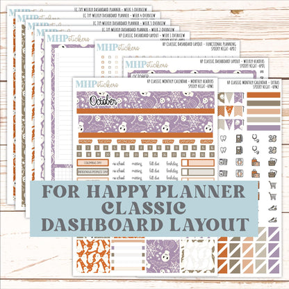 OCTOBER Stickers for Happy Planner Classic Dashboard Layout. 2026 Collection. "Spooky Night" || HPD