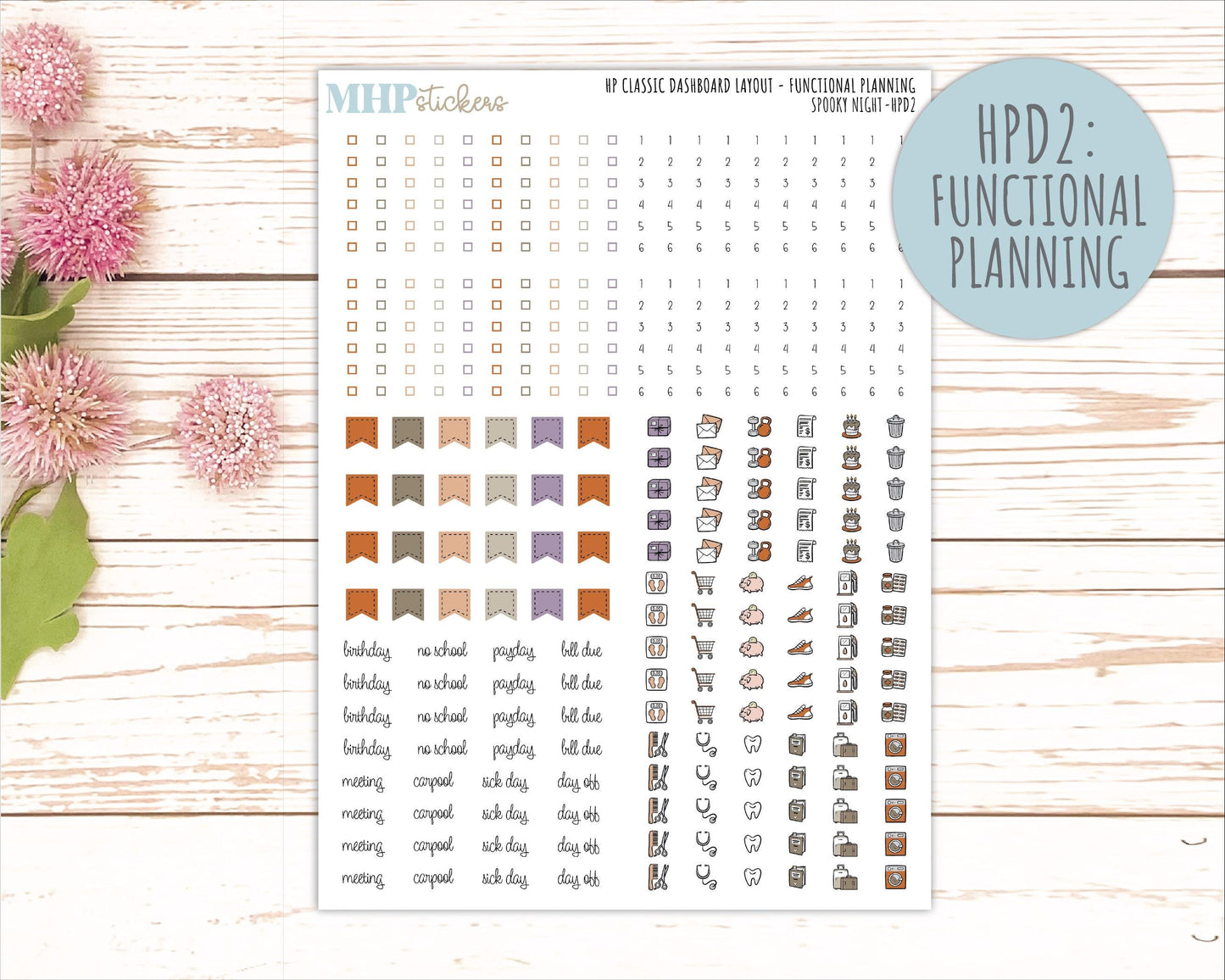 OCTOBER Stickers for Happy Planner Classic Dashboard Layout. 2026 Collection. "Spooky Night" || HPD