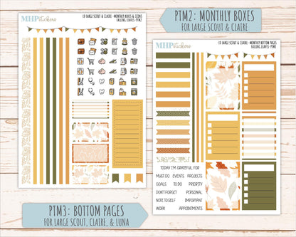 NOVEMBER 2026 Stickers for the Large Scout, Large Claire, and Large Luna Laurel Denise Planners "Falling Leaves" || PT