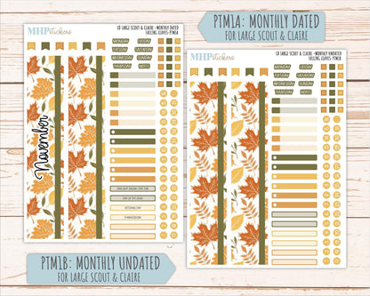 NOVEMBER 2026 Stickers for the Large Scout, Large Claire, and Large Luna Laurel Denise Planners "Falling Leaves" || PT