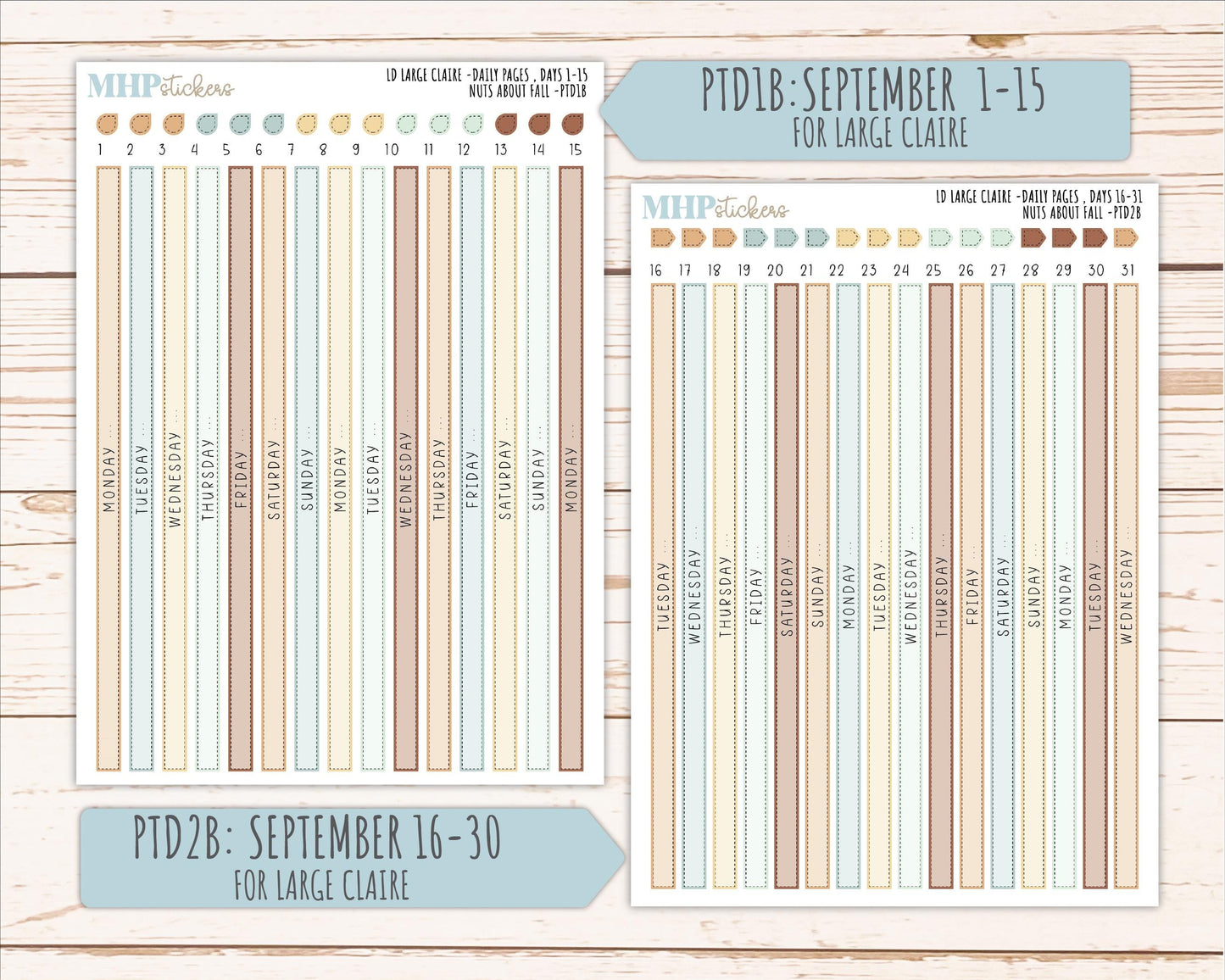 NOVEMBER 2026 Stickers for the Large Scout, Large Claire, and Large Luna Laurel Denise Planners "Nuts About Fall" || PT