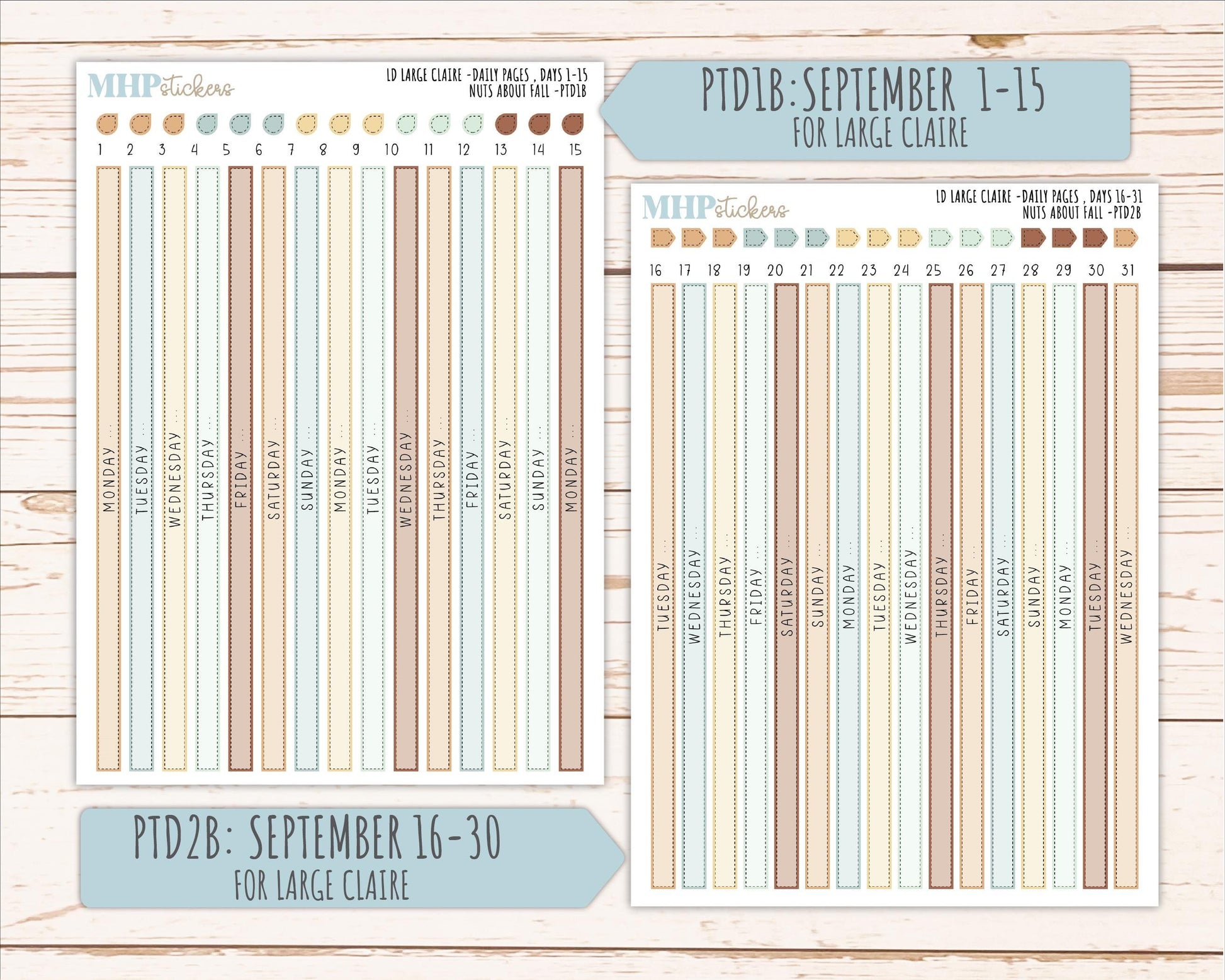 NOVEMBER 2026 Stickers for the Large Scout, Large Claire, and Large Luna Laurel Denise Planners "Nuts About Fall" || PT