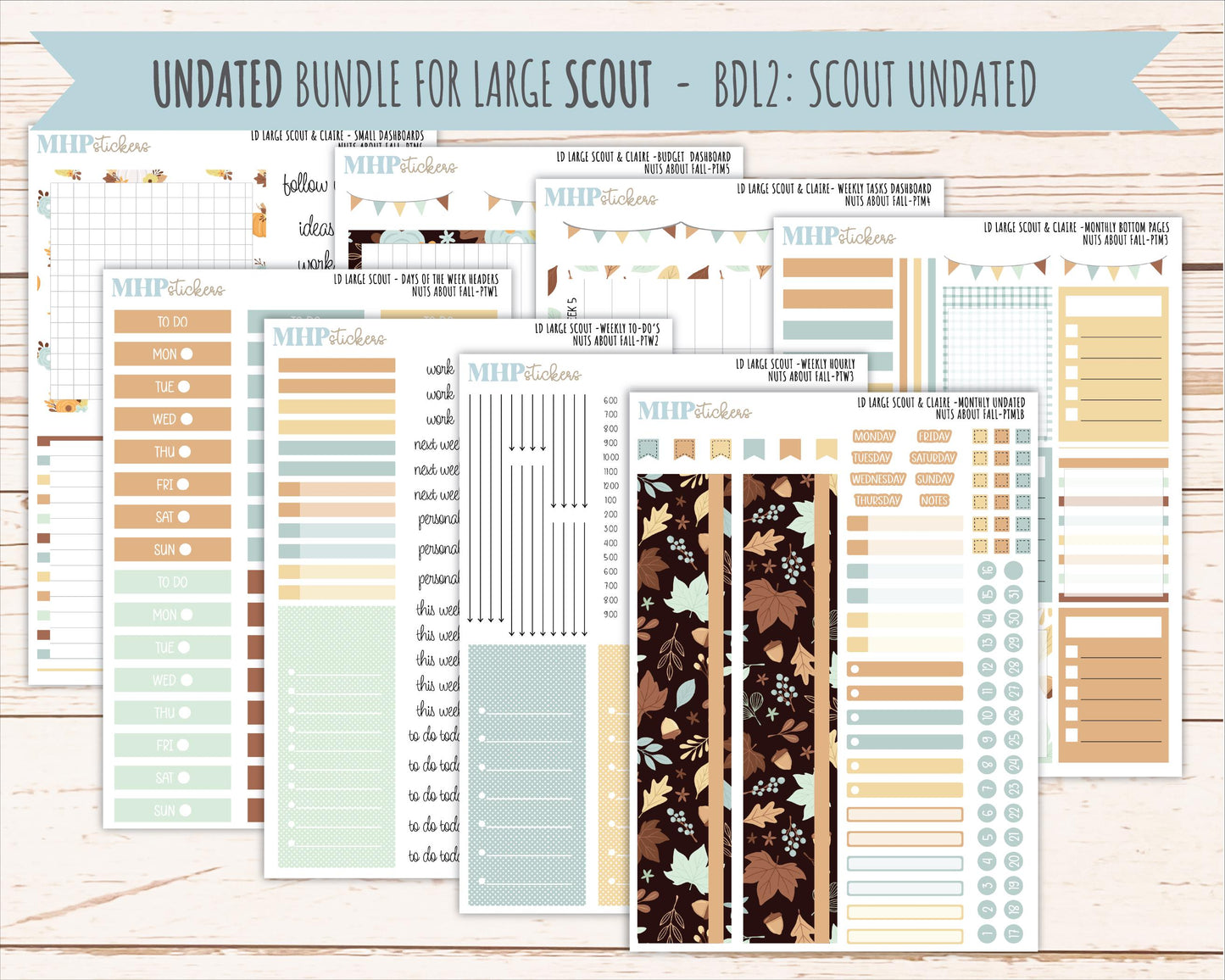 NOVEMBER 2026 Stickers for the Large Scout, Large Claire, and Large Luna Laurel Denise Planners "Nuts About Fall" || PT
