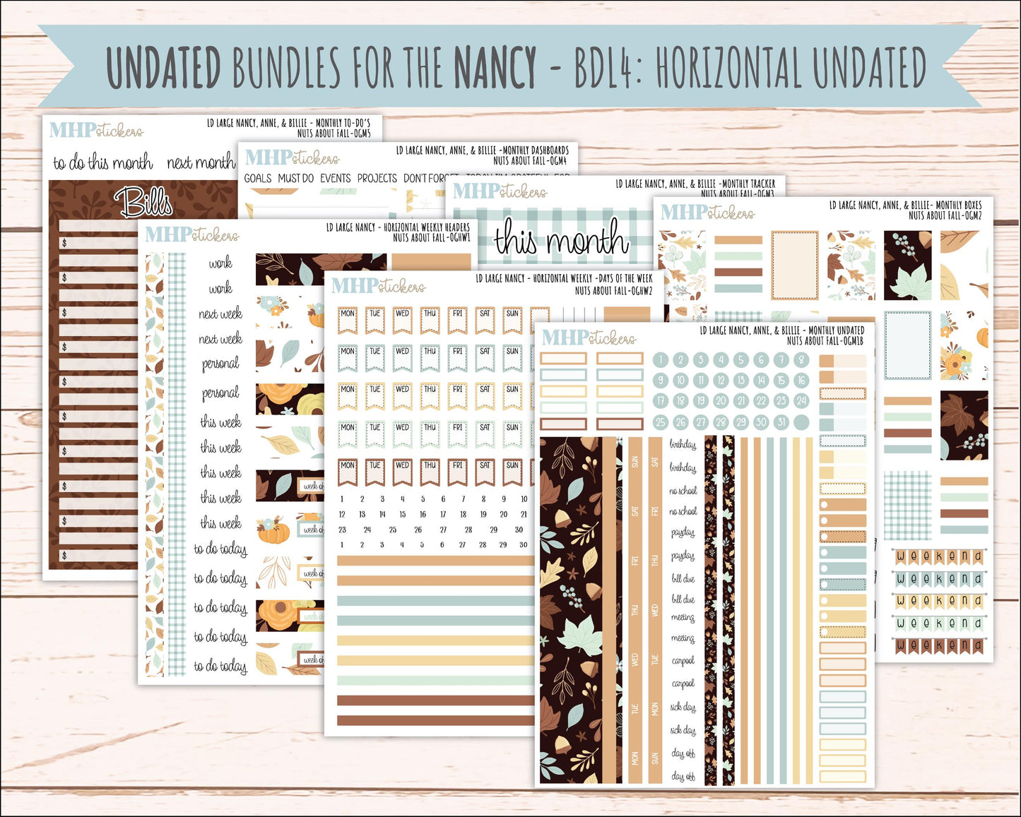 NOVEMBER 2026 Stickers for Large Nancy, Anne, & Billie Planners. Laurel Denise Planners. "Nuts About Fall" || OG