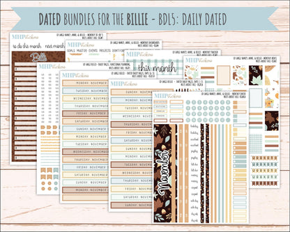 NOVEMBER 2026 Stickers for Large Nancy, Anne, & Billie Planners. Laurel Denise Planners. "Nuts About Fall" || OG
