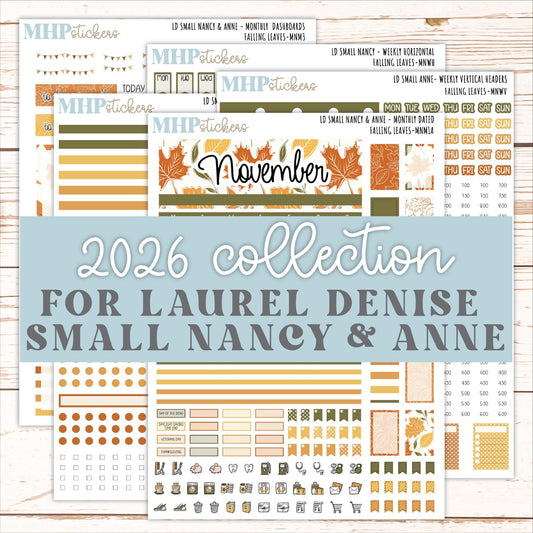 NOVEMBER 2026 Stickers for Small Nancy & Anne Laurel Denise Planners "Falling Leaves" || MN