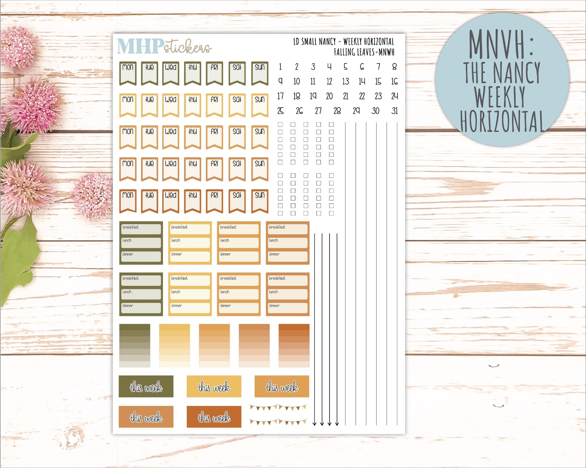 NOVEMBER 2026 Stickers for Small Nancy & Anne Laurel Denise Planners "Falling Leaves" || MN