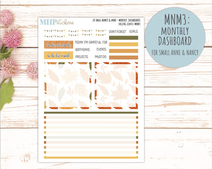 NOVEMBER 2026 Stickers for Small Nancy & Anne Laurel Denise Planners "Falling Leaves" || MN