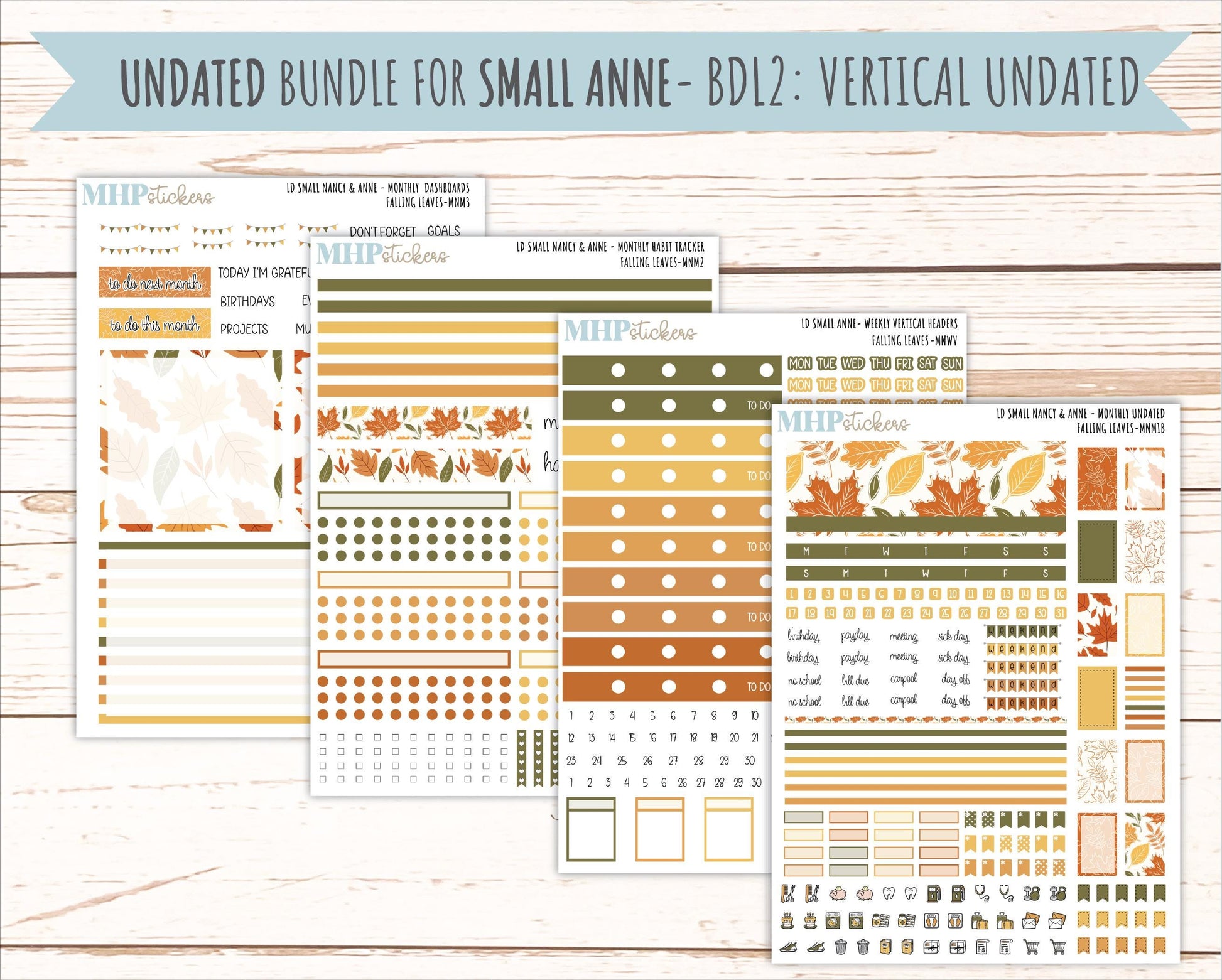 NOVEMBER 2026 Stickers for Small Nancy & Anne Laurel Denise Planners "Falling Leaves" || MN