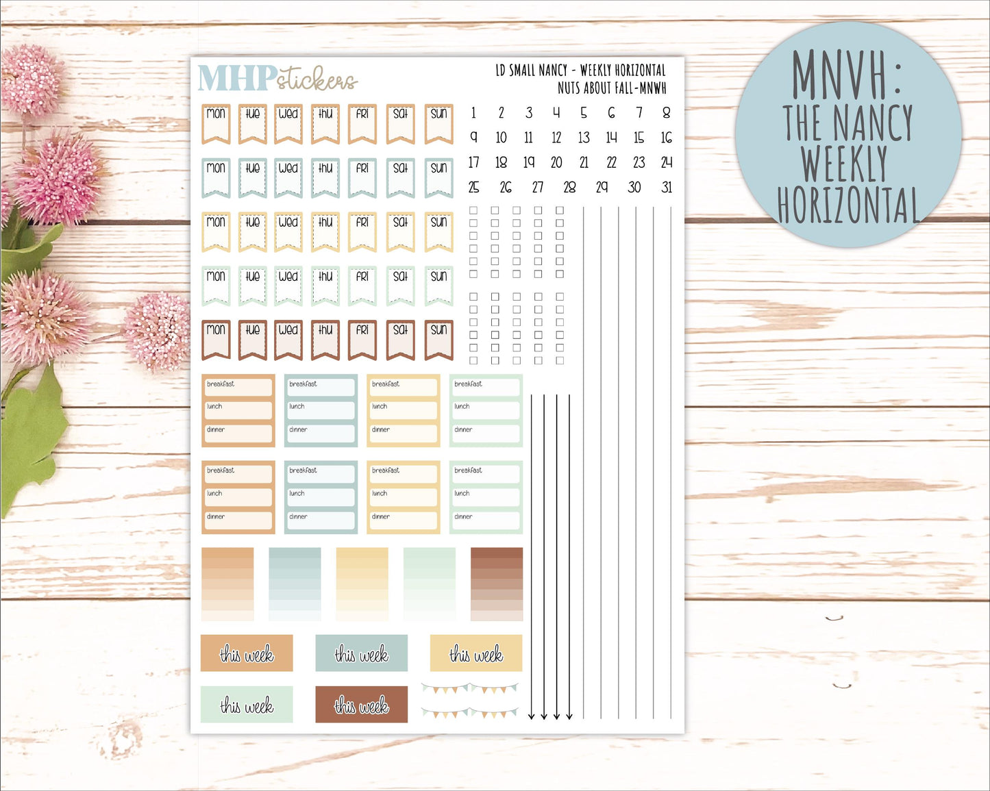 NOVEMBER 2026 Stickers for Small Nancy & Anne Laurel Denise Planners "Nuts About Fall" || MN
