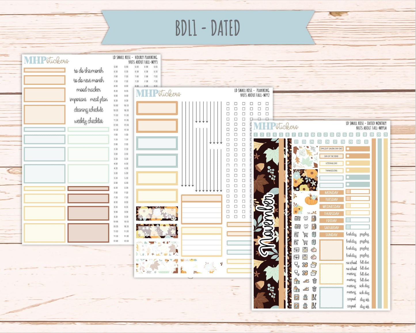 NOVEMBER 2026 Stickers for The Small Rose Laurel Denise Planner. "Nuts About Fall" || MPP