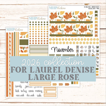 NOVEMBER 2026 Stickers for the Large Rose Laurel Denise Planner. "Falling Leaves" || PP