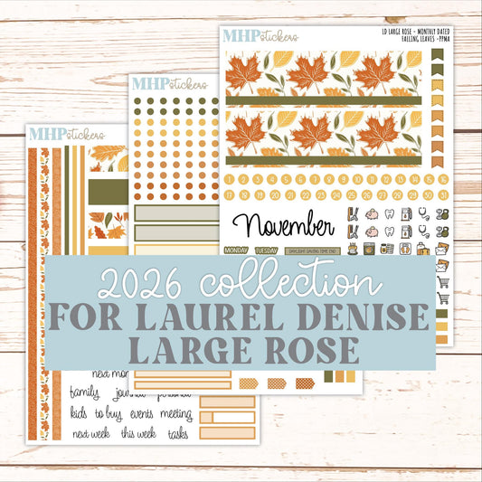 NOVEMBER 2026 Stickers for the Large Rose Laurel Denise Planner. "Falling Leaves" || PP