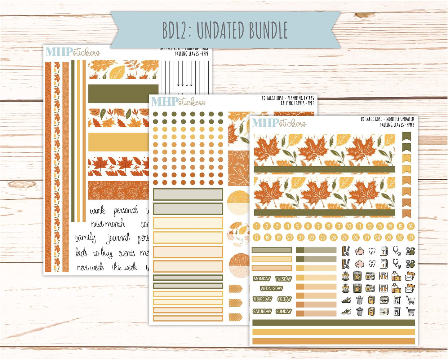NOVEMBER 2026 Stickers for the Large Rose Laurel Denise Planner. "Falling Leaves" || PP