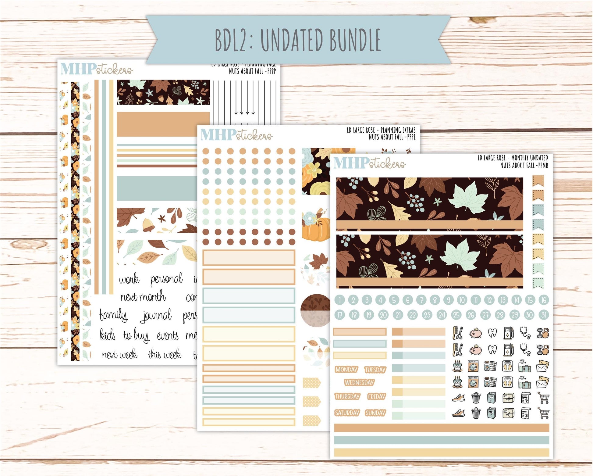 NOVEMBER 2026 Stickers for the Large Rose Laurel Denise Planner. "Nuts About Fall || PP