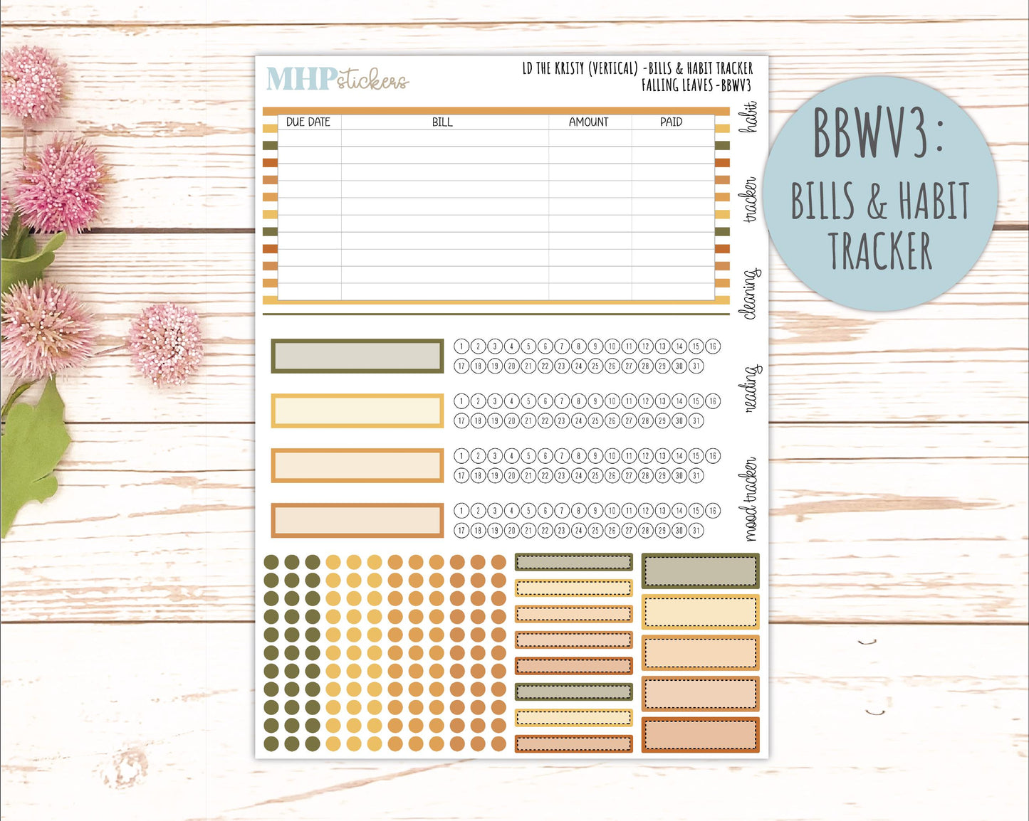 NOVEMBER 2026 Stickers for the Mae & Kristy Laurel Denise Planners "Falling Leaves" || BB