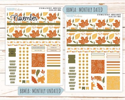 NOVEMBER 2026 Stickers for the Mae & Kristy Laurel Denise Planners "Falling Leaves" || BB