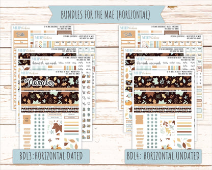 NOVEMBER 2026 Stickers for the Mae & Kristy Laurel Denise Planners "Nuts About Fall" || BB