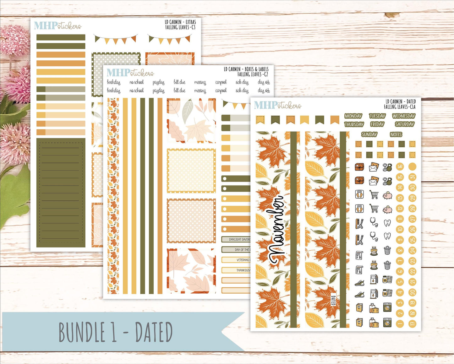 NOVEMBER 2026 Stickers for The Carmen Laurel Denise Planner "Falling Leaves" || C