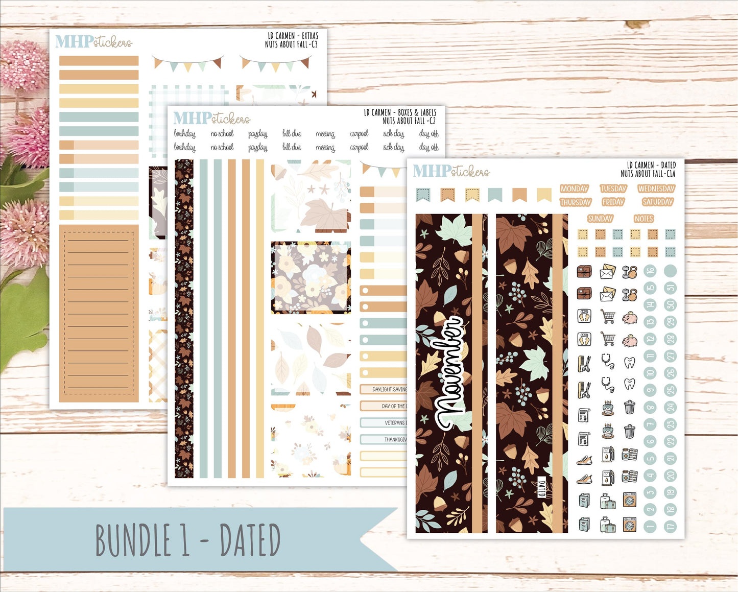NOVEMBER 2026 Stickers for The Carmen Laurel Denise Planner "Nuts About Fall" || C