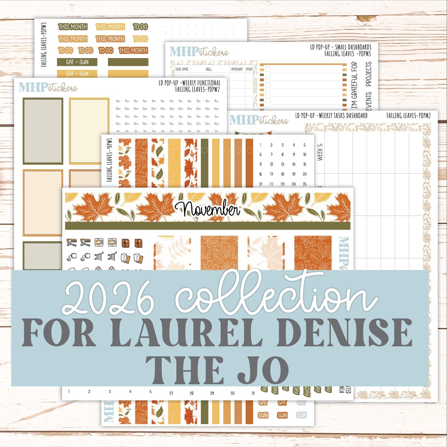 NOVEMBER 2026 Stickers for The Jo, Laurel Denise Planner "Falling Leaves" || POP