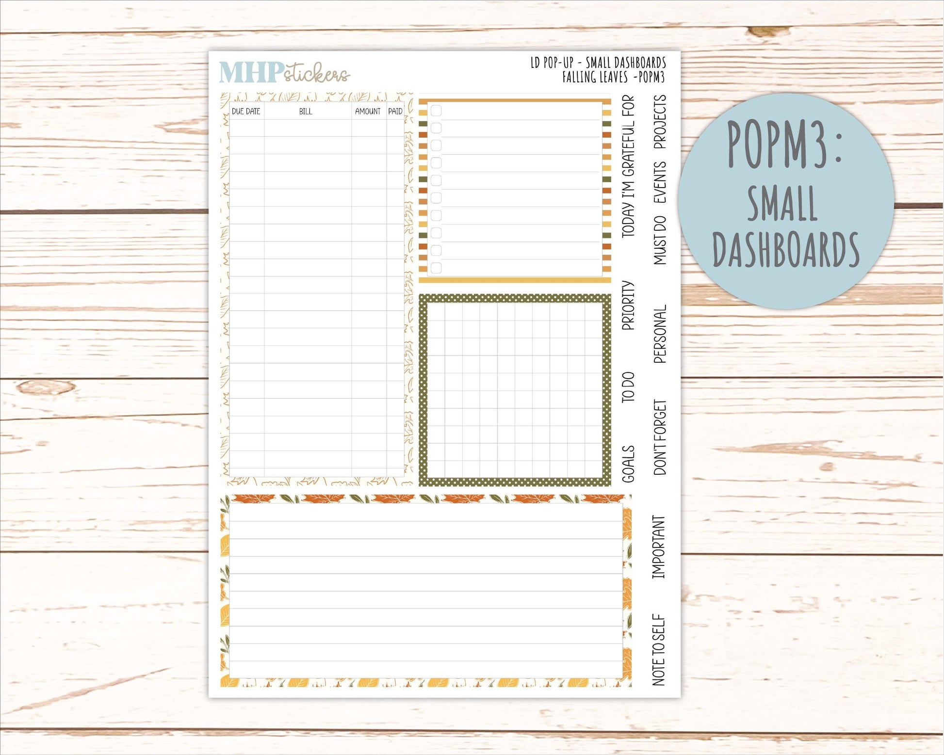 NOVEMBER 2026 Stickers for The Jo, Laurel Denise Planner "Falling Leaves" || POP