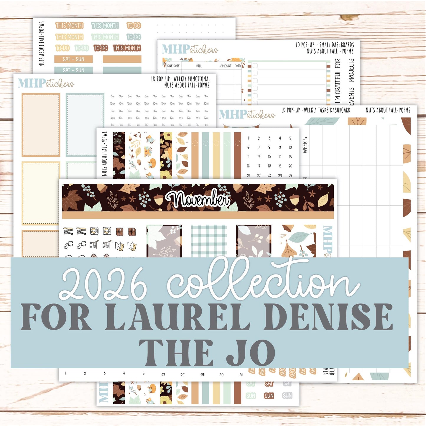 NOVEMBER 2026 Stickers for The Jo, Laurel Denise Planner "Nuts About Fall" || POP