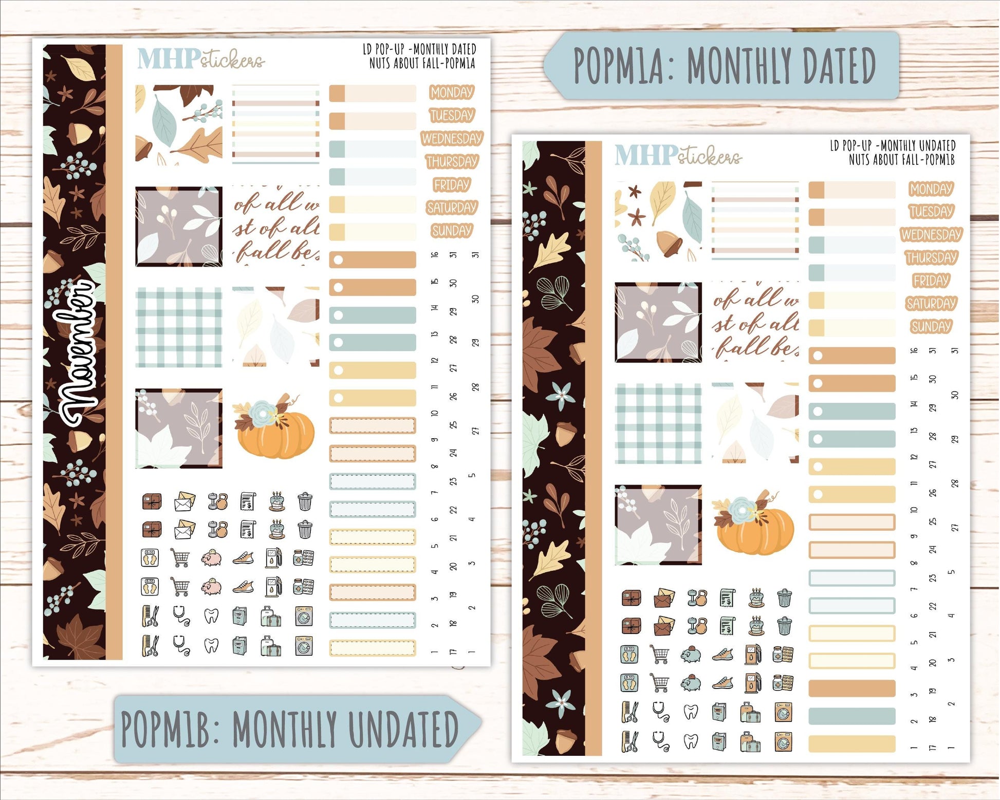 NOVEMBER 2026 Stickers for The Jo, Laurel Denise Planner "Nuts About Fall" || POP