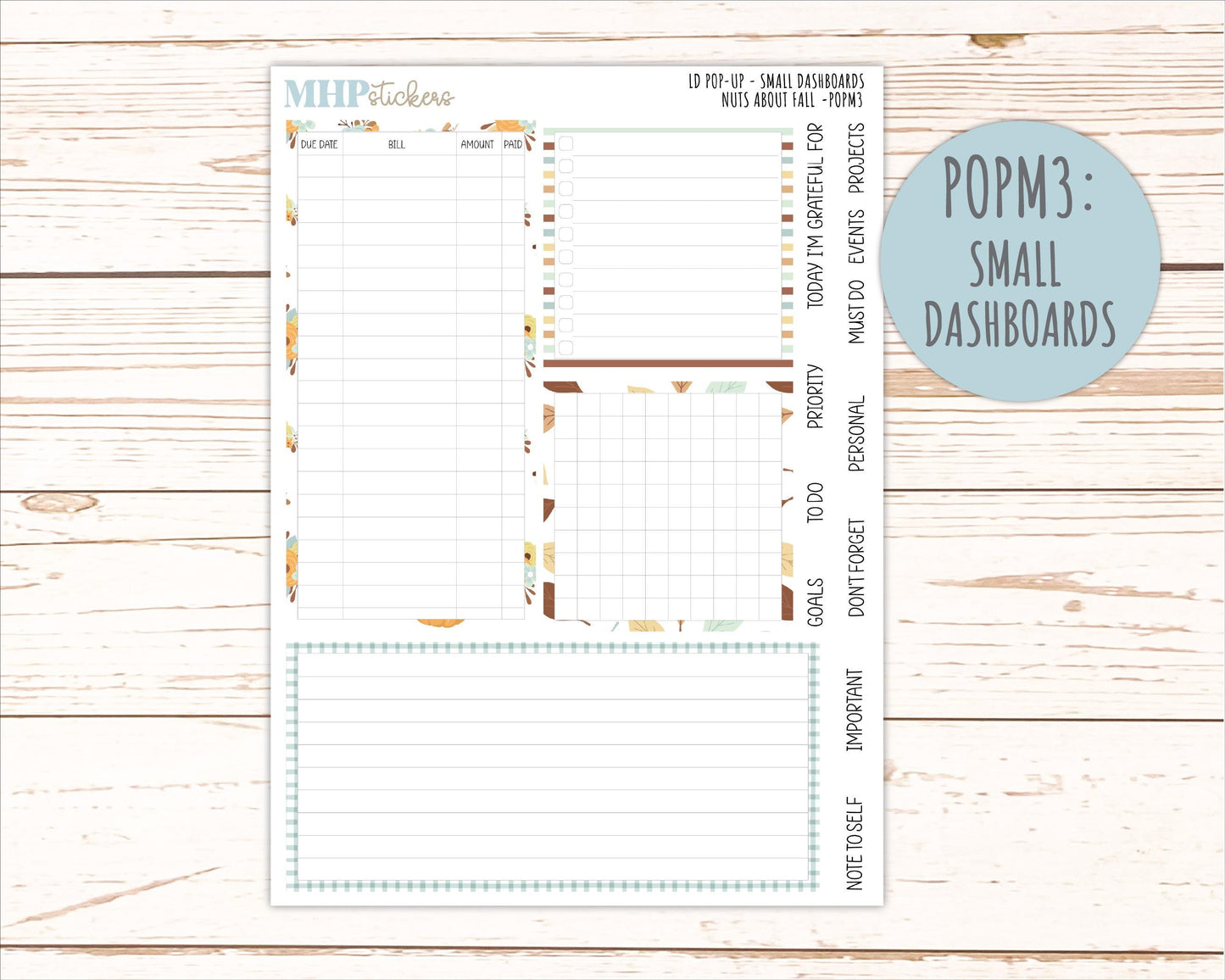 NOVEMBER 2026 Stickers for The Jo, Laurel Denise Planner "Nuts About Fall" || POP