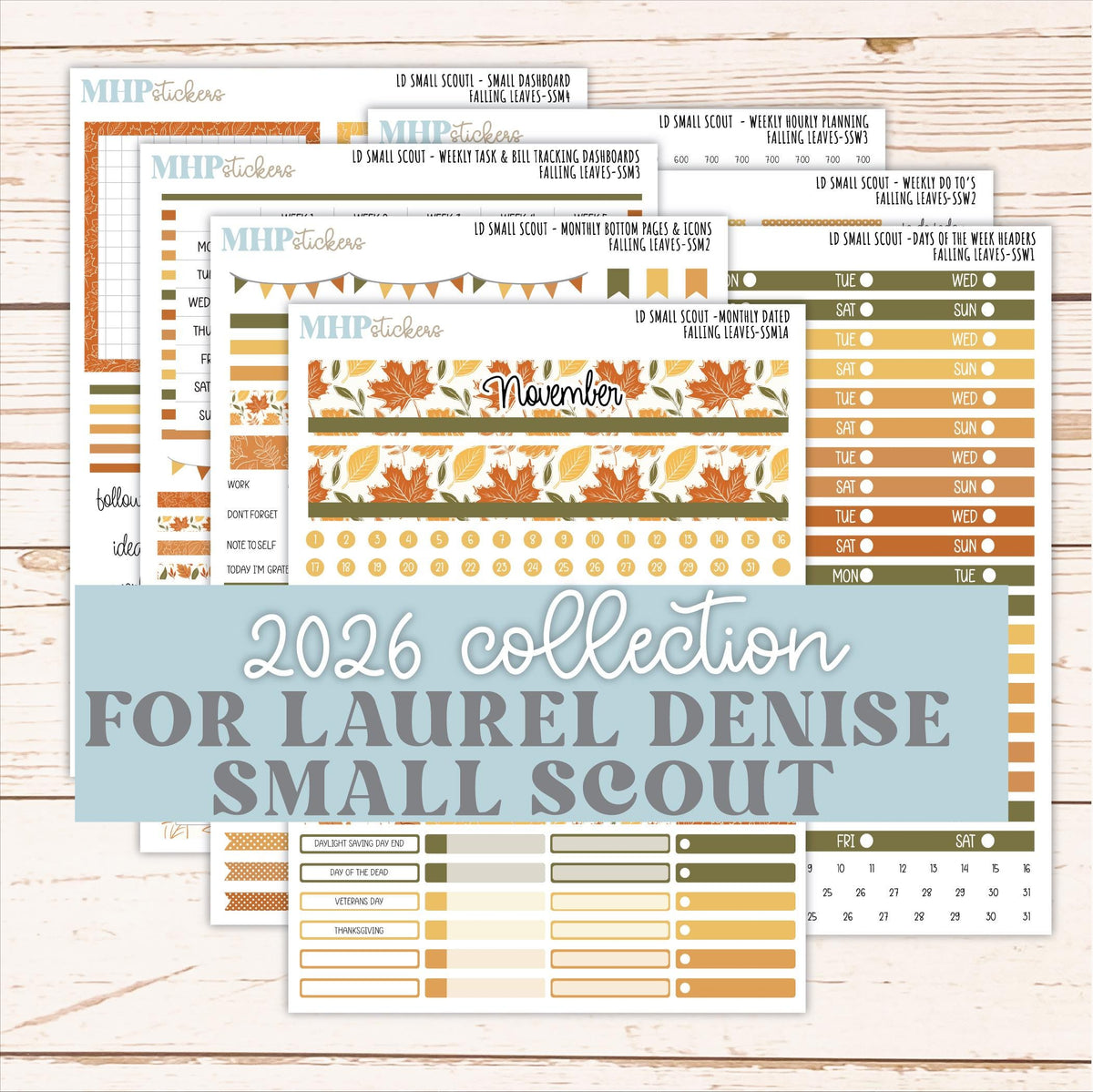NOVEMBER 2026 Stickers for the Small Scout Planner. For Laurel Denise Planners. "Falling Leaves" || SS