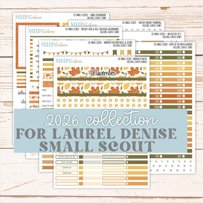 NOVEMBER 2026 Stickers for the Small Scout Planner. For Laurel Denise Planners. "Falling Leaves" || SS