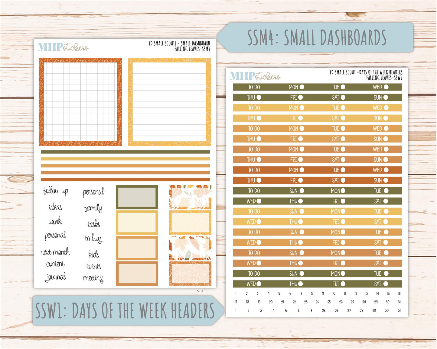 NOVEMBER 2026 Stickers for the Small Scout Planner. For Laurel Denise Planners. "Falling Leaves" || SS