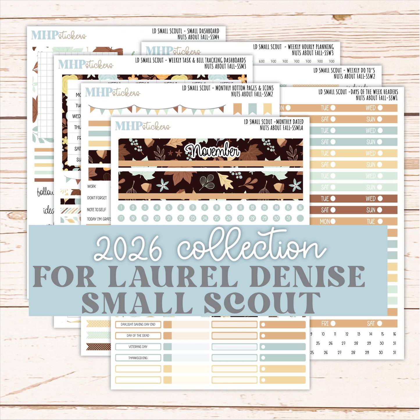 NOVEMBER 2026 Stickers for the Small Scout Planner. For Laurel Denise Planners. "Nuts About Fall" || SS