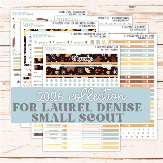 NOVEMBER 2026 Stickers for the Small Scout Planner. For Laurel Denise Planners. "Nuts About Fall" || SS