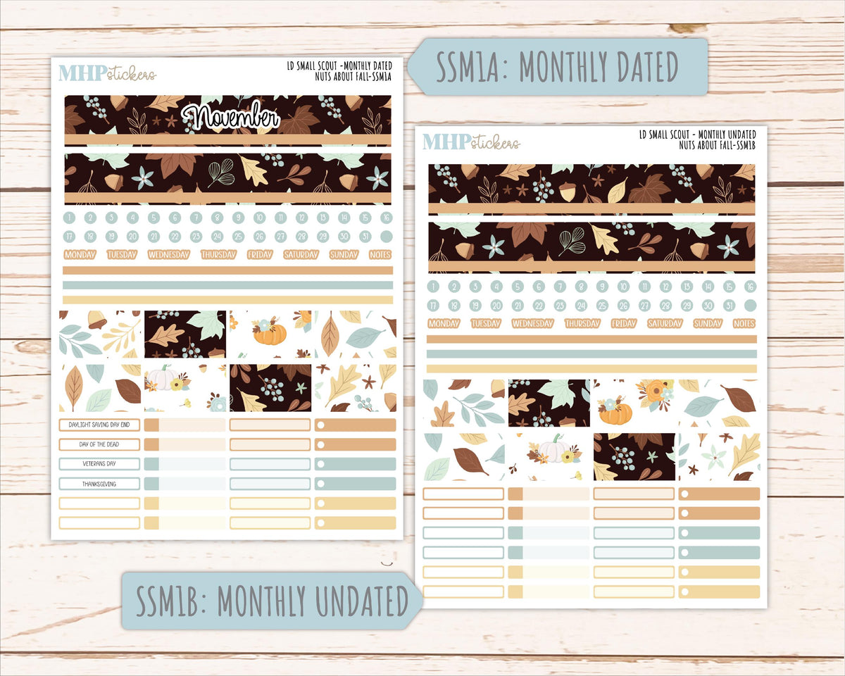 NOVEMBER 2026 Stickers for the Small Scout Planner. For Laurel Denise Planners. "Nuts About Fall" || SS