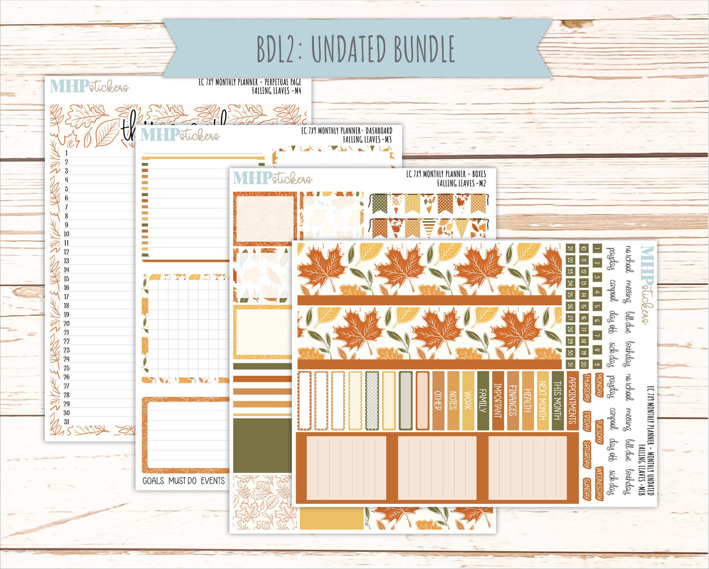NOVEMBER Monthly Kit for 7x9 Erin Condren Planners. 2026 Collection "Falling Leaves" || ECM