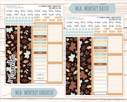 NOVEMBER Monthly Kit for 7x9 Erin Condren Planners. 2026 Collection "Nuts About Fall" || ECM