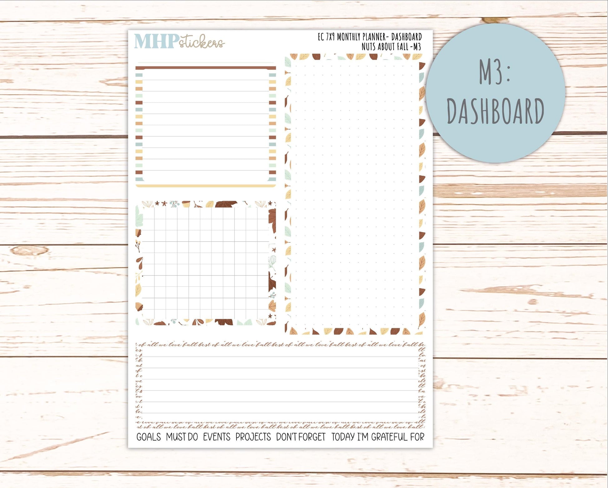 NOVEMBER Monthly Kit for 7x9 Erin Condren Planners. 2026 Collection "Nuts About Fall" || ECM