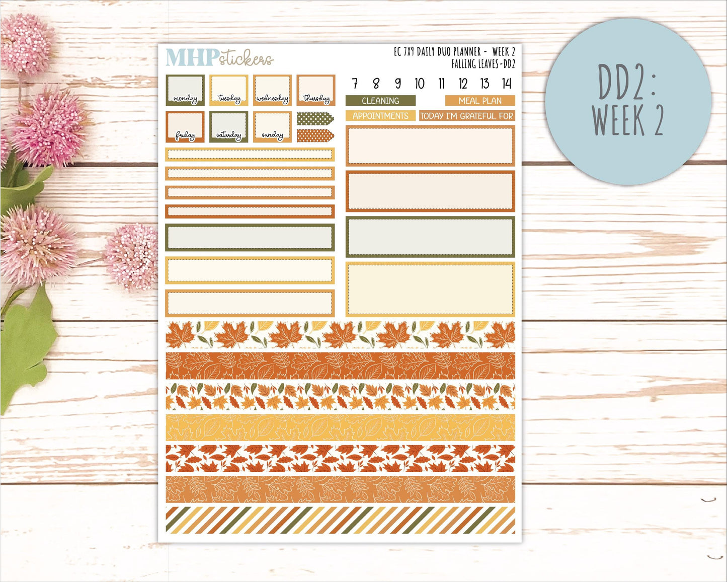 NOVEMBER Daily Duo Sticker Kit for 7x9 Erin Condren Planners. 2026 Collection "Falling Leaves" || ECDD