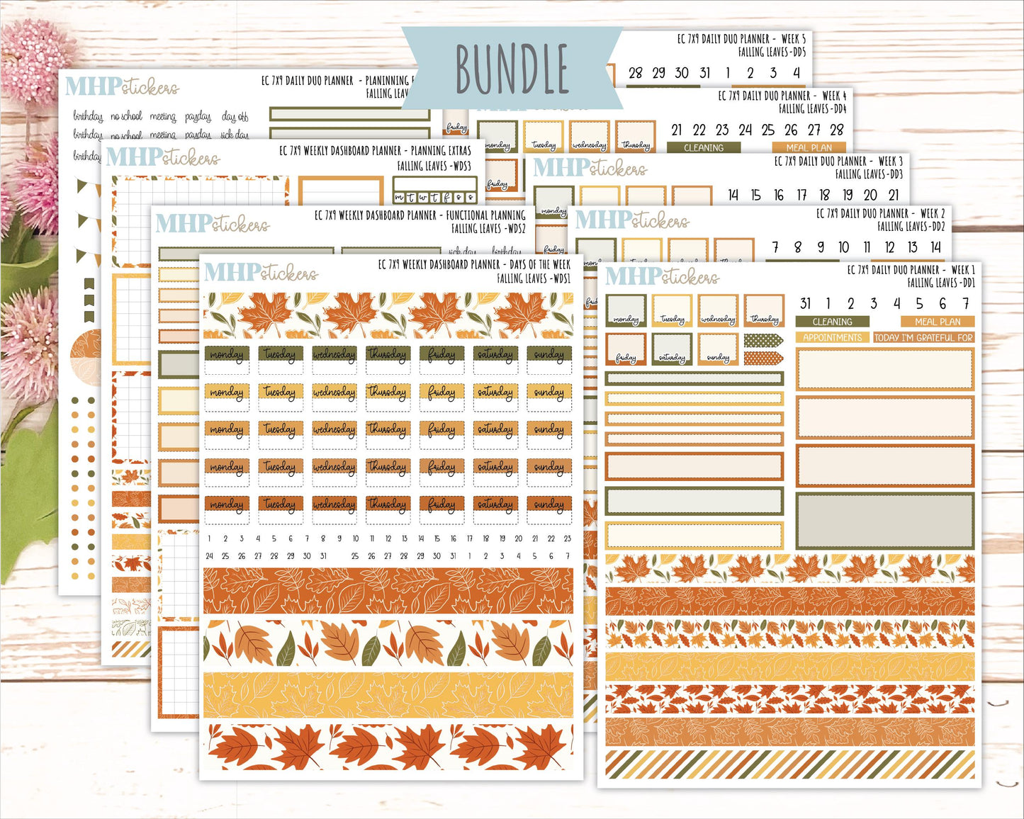 NOVEMBER Daily Duo Sticker Kit for 7x9 Erin Condren Planners. 2026 Collection "Falling Leaves" || ECDD
