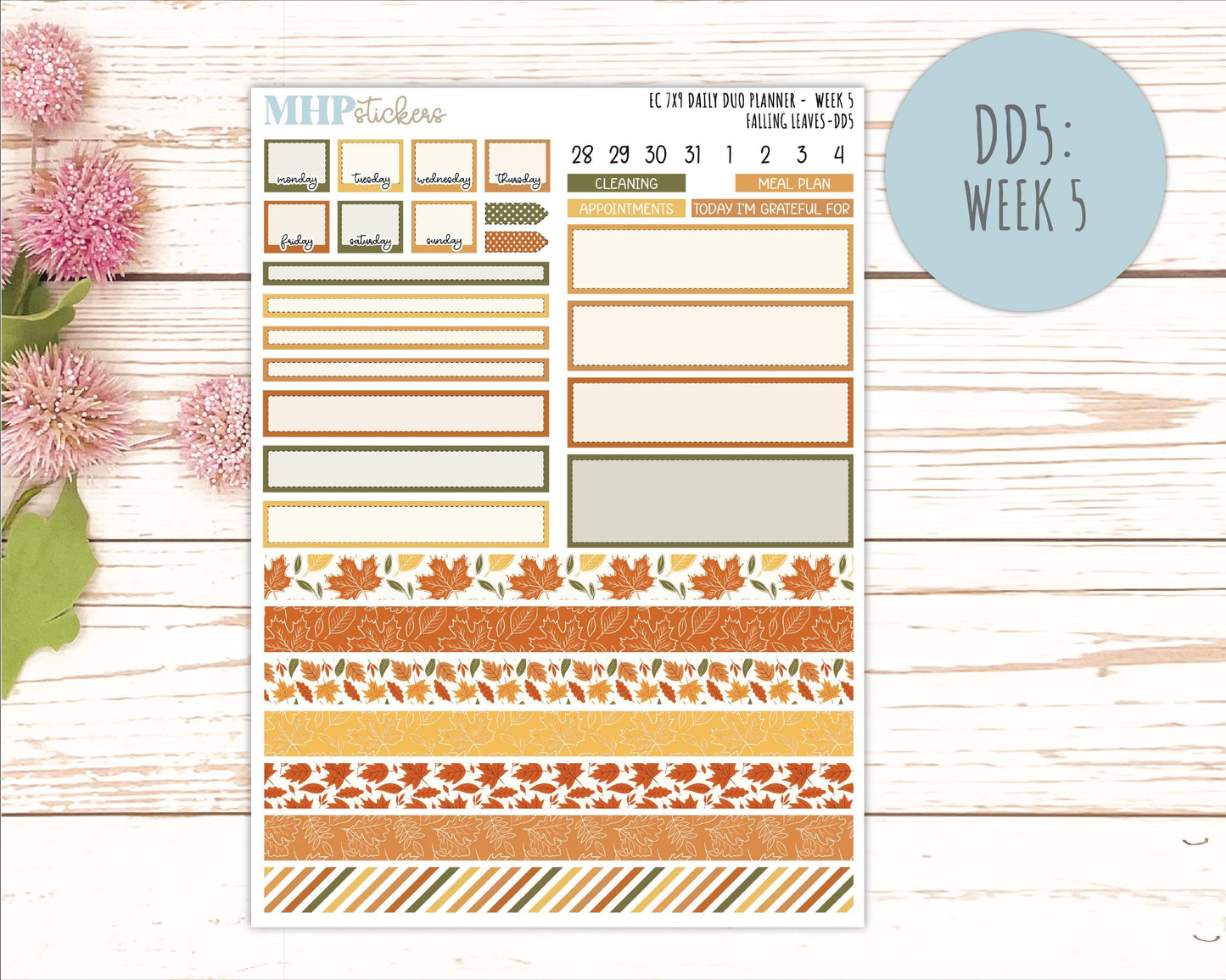 NOVEMBER Daily Duo Sticker Kit for 7x9 Erin Condren Planners. 2026 Collection "Falling Leaves" || ECDD